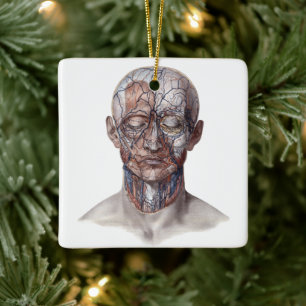 Antieke menselijke anatomie wetenschap, hoofd keel keramisch ornament