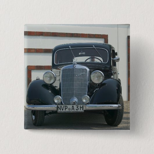 antieke mercedes vierkante button 5,1 cm (Voorkant)