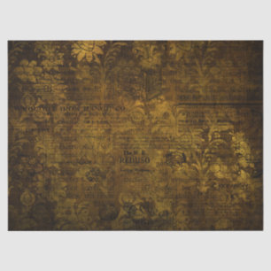 Antieke messing gouden grunge damast schrift tissuepapier