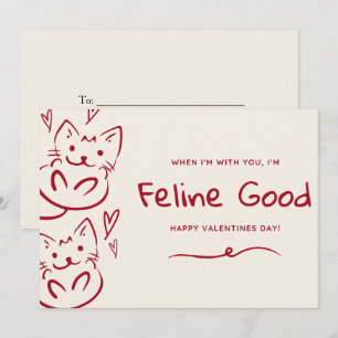 Antieke met de hand getekende katten Feline goed m Feestdagenkaart