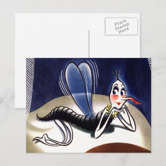 Antieke Mevrouw Malaria Muggen Briefkaart (Voorkant / Achterkant)