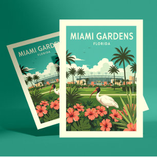 Antieke Miami Gardens Florida Briefkaart