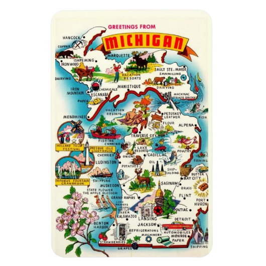 Antieke Michigan kaart 4 x 6 Magneet (Verticaal)