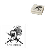 Antieke middeleeuwse ridderhelm rubberstempel (Gestempeld)
