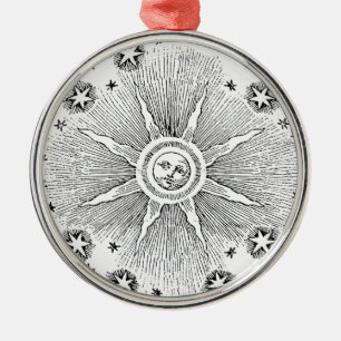 Antieke Middeleeuwse Zodiakale Nachtelijke Hemel m Metalen Ornament