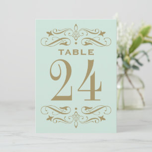 Antieke Mint Kleur Vintage Bloemrijke Tafel Nummer Kaart