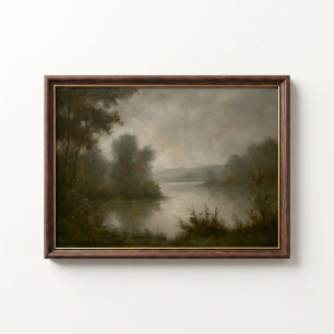 Antieke Misty Lake Dawn Muurposter Poster