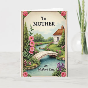 Antieke Moeder Bloemrijke Kaart