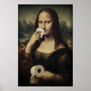 Antieke Mona Lisa toiletpapier print, Badkamer Poster