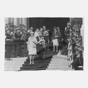 Antieke Monaco Prins Albert en Princess Grace Theedoek