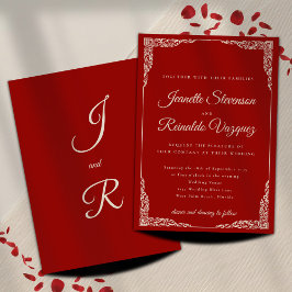 Antieke monochrome robijnrode botergele trouwring kaart