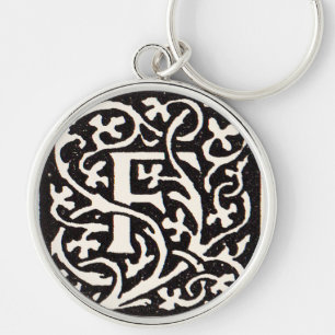 Antieke Monogram F Art Nouveau Letter Sleutelhanger