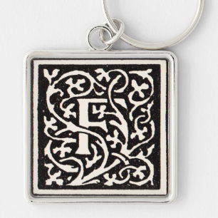 Antieke Monogram F Art Nouveau Letter Sleutelhanger