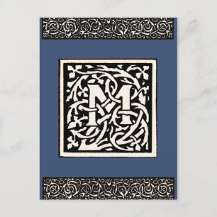Antieke Monogram M Art Nouveau Letter Briefkaart