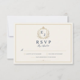 Antieke Monogram Oude Geld Huwelijks RSVP Kaart