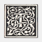 Antieke Monogram T Art Nouveau Letter Magneet (Voorkant)