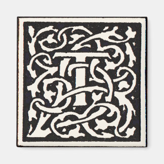 Antieke Monogram T Art Nouveau Letter Magneet