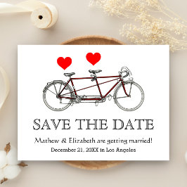 Antieke Mooie Tandem Fiets Trouw Save The Date Aankondigingskaart