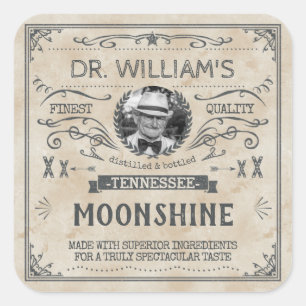 Antieke Moonshine Hillbilly Medicijn Aangepaste Br Vierkante Sticker