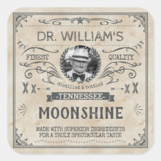 Antieke Moonshine Hillbilly Medicijn Aangepaste Br Vierkante Sticker