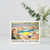 Antieke Morecambe en Heysham Reisposter Briefkaart (Staand voorkant)