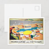 Antieke Morecambe en Heysham Reisposter Briefkaart (Voorkant / Achterkant)