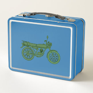Antieke motorfiets lunchdoos