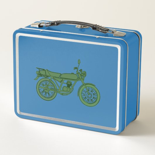 Antieke motorfiets lunchdoos (Achterkant)