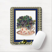 Antieke Muismat Paarse Bloemen 2 (Met muis)
