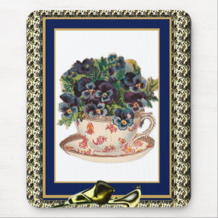 Antieke Muismat Paarse Bloemen 2