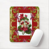 Antieke Muismat Rood Bloemmotief (Met muis)