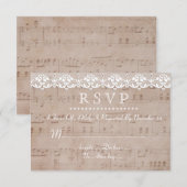 Antieke muziekblad & Kanten Huwelijks-RSVP op Maat RSVP Kaartje (Voorkant / Achterkant)