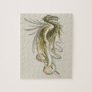 Antieke mythologie, gevleugelde draak met slangest legpuzzel