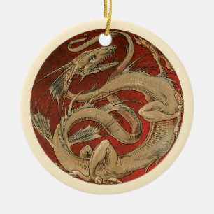 Antieke mythologie, gouden Aziatische draak Keramisch Ornament