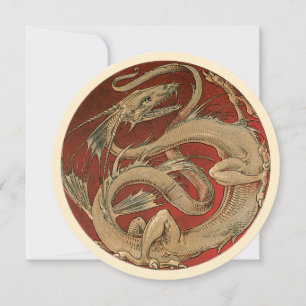 Antieke mythologie, gouden Aziatische draak uitnod Kaart