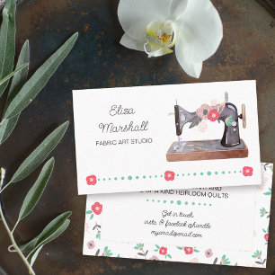 Antieke Naaimachine Boho Bloemen Visitekaartje