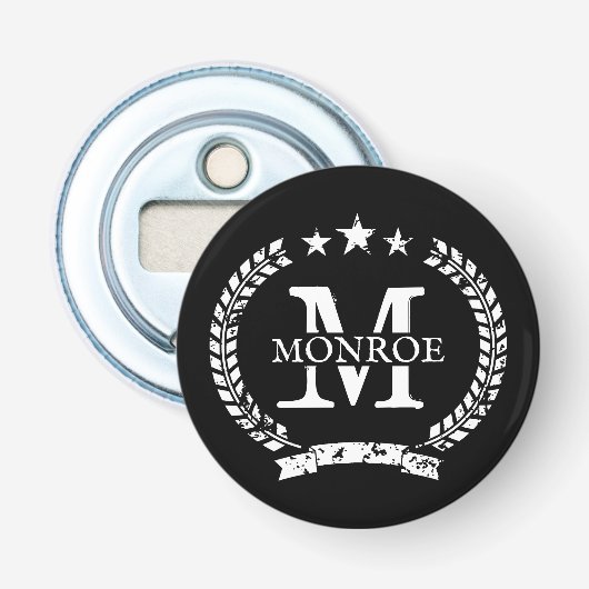 Antieke naam monogram magnetische bierflesopener button flesopener (Voorkant)