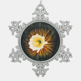 Antieke Nachtbloeiende Cereus Gotische Kunst Tin Sneeuwvlok Ornament