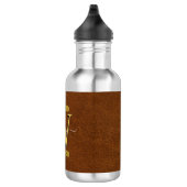 Antieke namaakleer en gouden monogram  waterfles  (Rechts)