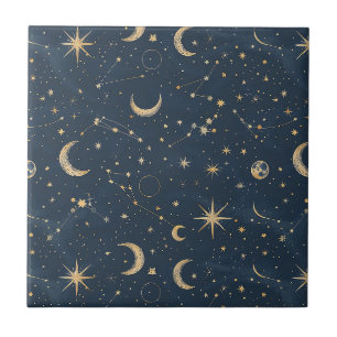 Antieke Navy Ivoor Astrologie Maan Constellatie Tegeltje