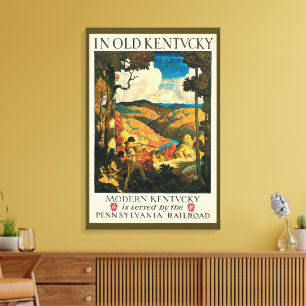 Antieke NC Wyeth-reisposter, In Old Kentucky Canvas Afdruk