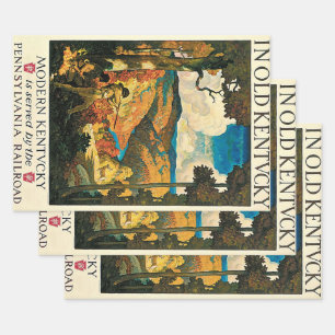 Antieke NC Wyeth-reisposter, In Old Kentucky Inpakpapier Vel