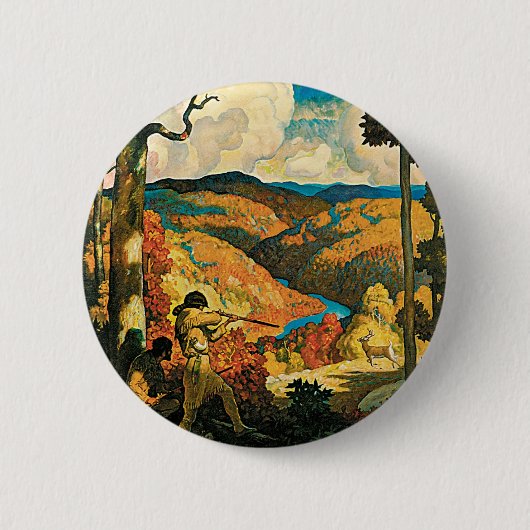 Antieke NC Wyeth-reisposter, In Old Kentucky Ronde Button 5,7 Cm (Voorkant)