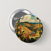 Antieke NC Wyeth-reisposter, In Old Kentucky Ronde Button 5,7 Cm (Voorkant /achterkant)