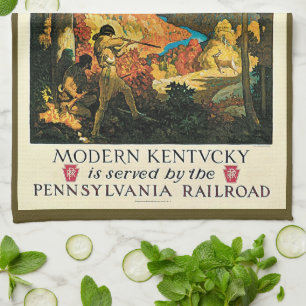 Antieke NC Wyeth-reisposter, In Old Kentucky Theedoek