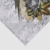 Antieke neutrale bloem vogel tissuepapier (Detail)