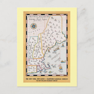 Antieke New England-kaart Zomerreis Briefkaart