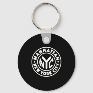 Antieke New York City Circle Manhattan Wit Sleutelhanger