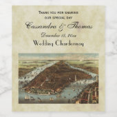 Antieke New York City Plattegrond #2 Geschaafd BG Wijn Etiket (Enkel label)