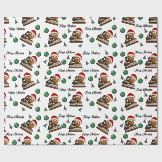 Antieke noot met retro telefoon kerstpatroon cadeaupapier (Vlak)